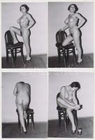 cca 1975 Öreg széknek fiatal vendége, 10 db finoman erotikus fénykép, 13x9 cm /
cca 1975 10 erotic ...