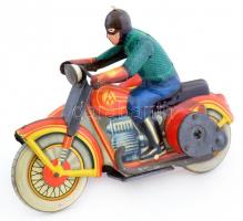 Lemezjáték oldalkocsis motoros felhúzható, kulcs nélkül, jó állapotban. Lemezárugyár 21x16 cm