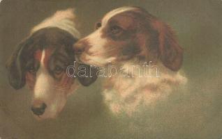 Dogs, Wenau-Pastell Postkarte No. 943. litho