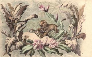 Lion, monkey, floral (EK)