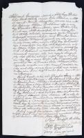 1822 Békés, magyar nyelvű tanúságlevél érdekes peres ügyben, a békési református egyház tisztviselőinek aláírásával