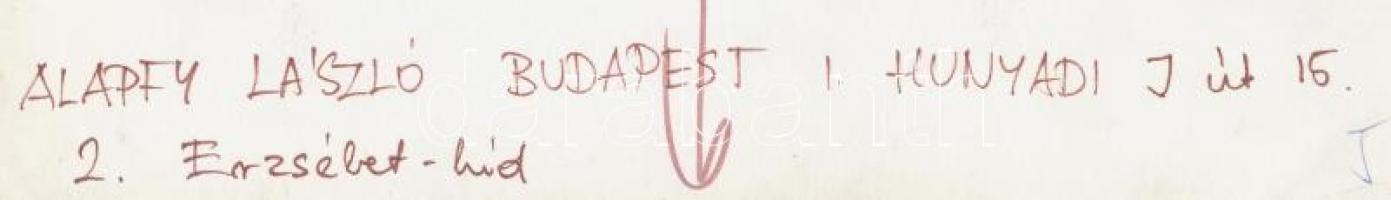 cca 1975 Alapfy László: Erzsébet híd, feliratozott vintage fotóművészeti alkotás, 18x24 cm