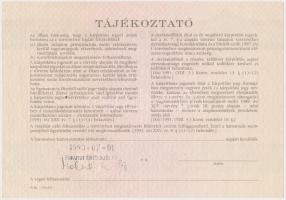 Budapest 1991. "Országos Kárrendezési és Kárpótlási Hivatal" kárpótlási jegye 1000Ft-ról, ...