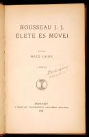 Rácz Lajos: Rousseau J. J. élete és művei. I-II.
Bp., 1928, MTA. 298+292 p. Korabeli aranyozott ger...