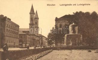 München, Ludwigstrasse, Ludwigkirche / street, church, tram