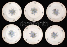 Kézzel festett Bavaria Schumann Arzberg Germany porcelán lapos tányérok. 6 db-os szett, új állapotban, eredeti dobozában / Original unused set of 6 hand painted porcelain plates