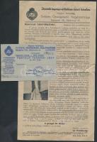 1943 Pártoló tagsági jegy kiadva a Magyar Szövetség Ereklyés Országzászló Nagybizottsága által +Ereklyés Országzászló Nagybizottság nyomtatványa, 27x15cm