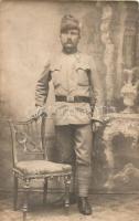 1918 Lantos István, a 28. hidász zászlóalj(?) / Hungarian World War I soldier from the 28th pontooner battalion(?), photo (tűnyom / pinhole)