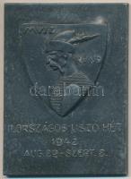 1942. "II. Országos Úszó Hét - MUSZ (Magyar Úszó Szövetség) - Kund" egyoldalas fém plakett (44x59mm) T:2