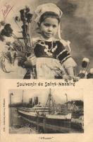 Saint-Nazaire, Espagne steamship, child, folklore, flowers (EK)