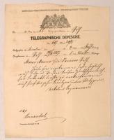 1857 Telegraphische Depesche, Német-Osztrák távirat díszes fejléces papír, 27x22cm