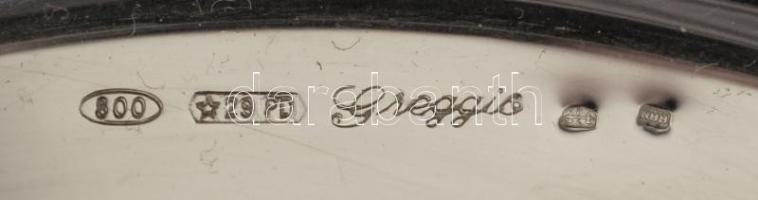 Ezüst (Ag.) tál, jelzett (Groggio), nettó:212 g, 15×15 cm