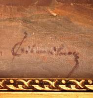 Olvashatatlan jelzéssel: Magányos ház. Olaj, vászon, keretben, 40×50 cm