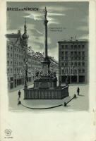 München, Marienplatz, Mariensaule / square, statue, O.H.M. No. 10481. litho