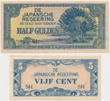 Holland Kelet-India / Japán megszállás 1942. 5c + 1/2G T:II,III Netherlands East Indies / Japanese occupation 1942. 5 Cents + 1/2 Gulden C:XF,F