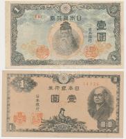 Japán 1943. 1Y + 1946. 1Y T:III,I- mindkettő részben restaurált Japanese 1943. 1 Yen + 1946. 1 Yen C:F,AU both partly restored