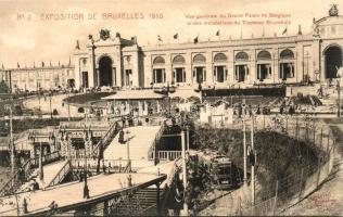 1910 Brussels, Bruxelles; Exposition, Installation of the Brussels tramway, Belgian Grand palace (Rb)