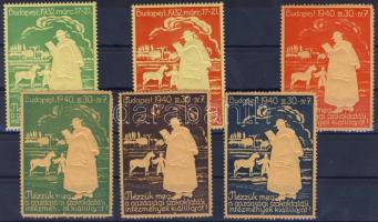 1932-1940 Gazdasági Szakoktatási Kiállítás Budapest 6db klf levélzáró, dombornyomás!