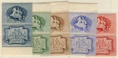 1949 Magyar Bélyeggyűjtő Egyesület 5db szelvényes levélzáró
