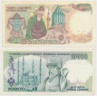 Törökország 1982. 10.000L + 1985. 5000L T:III
Turkey 1982. 10.000 Lira + 1985. 5000 Lira C:F