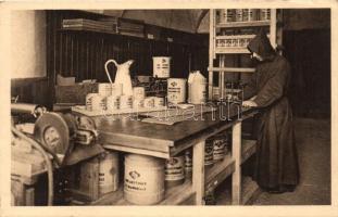 Saint-Wandrille, abbey, Melitta encaustic wax factory, monk, interior