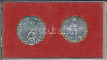 1970. 50Ft Ag + 100Ft Ag "Felszabadulás" pár, eredeti MNB plasztiktokban (piros) T:BU kis ...