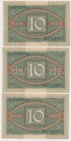 Németország / Weimari Köztársaság 1920. 10M (3x) sorszámkövetők T:I
Germany / Weimar Republic 1920....