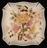 Zsolnay pillangó mintás bonbonier, kézzel festett, jelzett, hibátlan, 10×10 cm