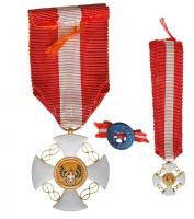 Olaszország 1866- "Olasz Korona Rend Lovagkeresztje" zománcozott kitüntetés mellszalagon, ...