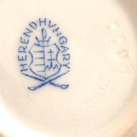 Herendi virág mintás ékszertartó dobozka, kézzel festett, jelzett, hibátlan, d:7 cm