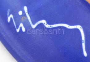 Kék-fehér kerámia tál és kancsó, jelzettek, hibátlanok, m: 13 cm, d: 25 cm