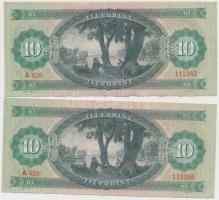 1969. 10Ft (2x) közeli sorszámmal T:III szép papír
