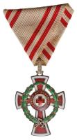 1914. "A Vörös Kereszt II. Osztályú Díszjelvénye hadidíszítménnyel" jelzett Ag, zománcozott kitüntetés javított mellszalagon T:2 Hungary 1914. "Red Cross, Badge of Honour, 2nd Class, with a war decoration" hallmarked Ag decoration on fixed ribbon C:XF NMK 283.