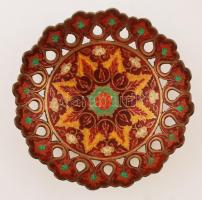 2 db zománcozott indai réz tál, d:16 és 22 cm