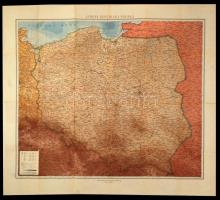 1953 Lengyelország térképe, részletes lengyel jelmagyarázattal, kis szakadásokkal, 81x90 cm / 1953 Map of Poland, 81x90 cm