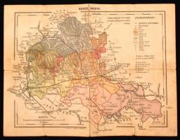 cca 1900 Heves megye térképe, jelmagyarázattal, Franklin-Társulat kiadása, Budapest, javítással, 24x32 cm