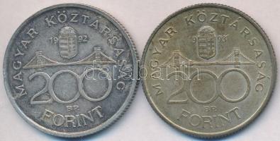 1992-1993. 200Ft Ag "MNB" (2x) T:2,2-