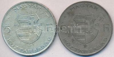 1947. 5Ft Ag "Kossuth" (2x) T:2-,3