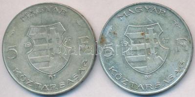 1947. 5Ft Ag "Kossuth" (2x) T:2-,3