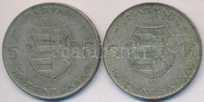 1947. 5Ft Ag "Kossuth" (2x) T:2-,3