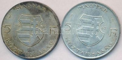 1947. 5Ft Ag "Kossuth" (2x) T:2-,3