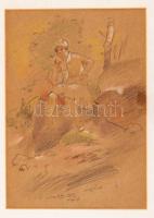 Veress Zoltán (1868-1935): Vázlat rajzok (6db). Ceruza, papír, egyik jelzés nélkül, üvegezett keretb...