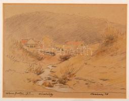 Veress Zoltán (1868-1935): Vázlat rajzok (6db). Ceruza, papír, egyik jelzés nélkül, üvegezett keretb...