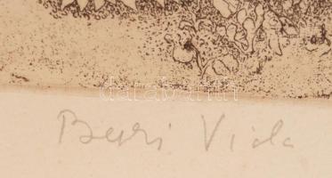 Berki Viola (1932-2001): Koszovó. Rézkarc, papír, jelzett, üvegezett keretben, 29×40 cm