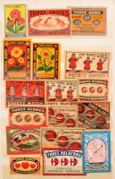 432 db különféle gyufacímke a világ minden tájáról, érdekes témákkal, berakón rendezve