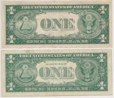 Amerikai Egyesült Államok 1935D 1$ kék pecséttel + 1957A 1$ kék pecséttel T:III
USA 1935D 1 Dollar ...