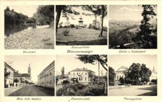 Máramarossziget, Sighetu Marmatiei; Iza strand, Szalaván kilátó, Pannónia szálló, Vármegyeháza / spa, lookout tower, hotel, county hall (EK)