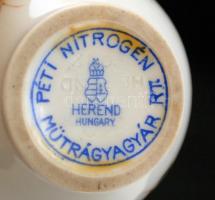 Herendi virágmintás váza, kézzel festett, hibátlan, jelzett, m: 14 cm