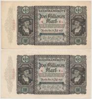 Németország / Weimari Köztársaság 1923. 20.000.000M (5x) közte 4db sorszámkövető és 1db közeli sorsz...