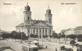 Debrecen, Református Nagytemplom, villamosok